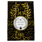 Beste leraar Award Gold met zwart bedankt Medium Cadeauzakje (Achterkant)