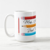 Beste Leraar Blauw Rood Geel Potloden Koffiemok (Links)