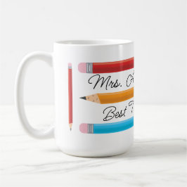 Beste Leraar Blauw Rood Geel Potloden Koffiemok