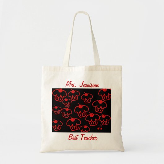 Beste leraar canvas tas, cupcakes, bedankt tote bag (Voorkant)