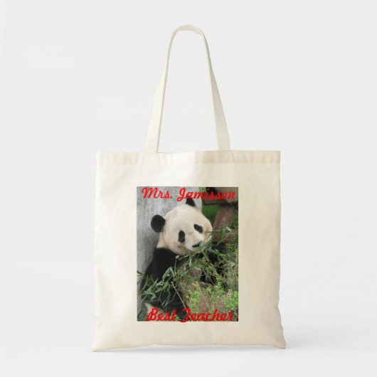 Beste leraar canvas tas, panda, dank je budget tote bag (Voorkant)