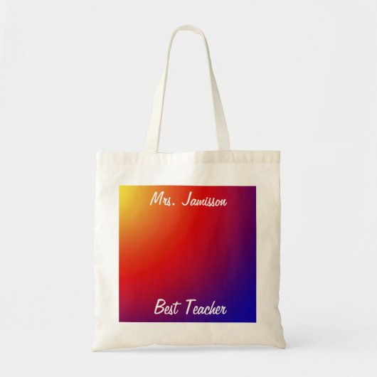 Beste leraar canvas tas, regenboog, bedankt tote bag (Voorkant)