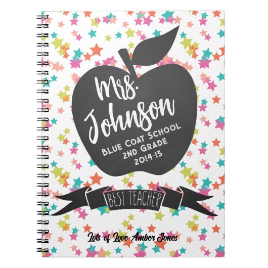 Beste leraar Dank je kleurrijke sterrenappel Notitieboek (Voorkant)