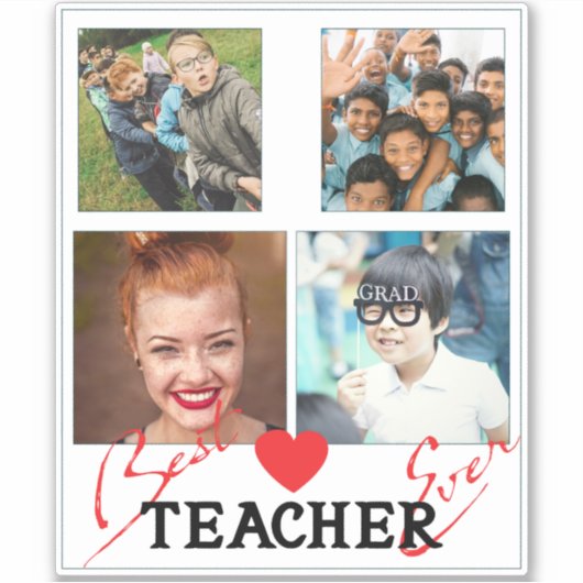 Beste Leraar Fotocollage Sticker (Voorkant)