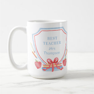 Beste leraar Gingham School Crest Koffiemok