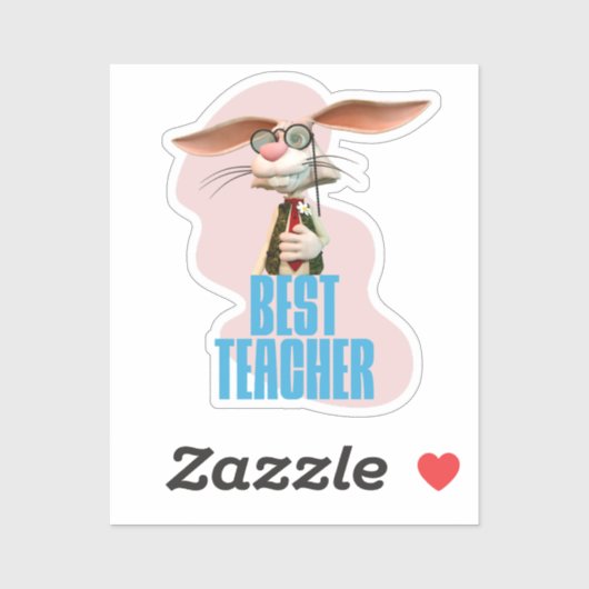 Beste Leraar Grappige Konijn Klas Humor Sticker (Vel)