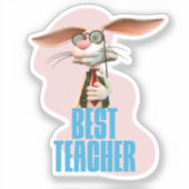 Beste Leraar Grappige Konijn Klas Humor Sticker (Voorkant)