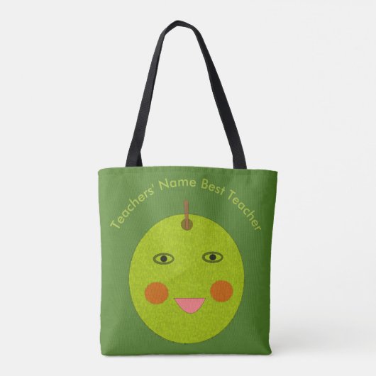 Beste leraar Happy Apple Custom Canvas tas (Achterkant)