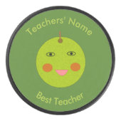 Beste leraar Happy Apple Custom Hockey Puck (Voorkant)
