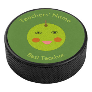 Beste leraar Happy Apple Custom Hockey Puck