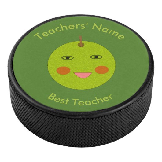 Beste leraar Happy Apple Custom Hockey Puck (3/4)