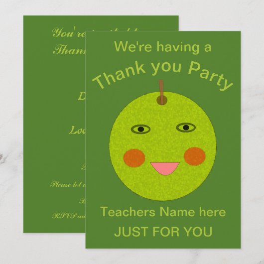Beste leraar Happy Apple Custom nodigt hen uit Kaart (Voorkant / Achterkant)