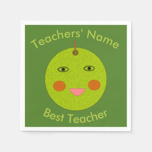 Beste leraar Happy Apple Custom Paper Napkins Servet (Voorkant)