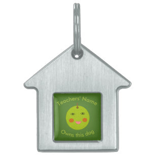 Beste leraar Happy Apple Custom Pet Tag Huisdieren Naamplaatje