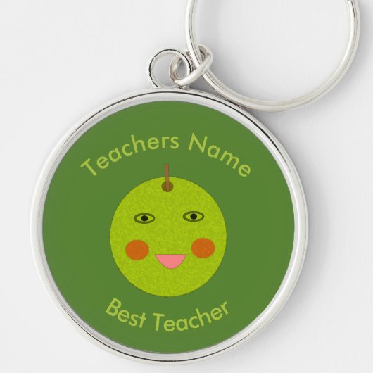 Beste leraar Happy Apple Custom Sleutelhanger (Voorkant)