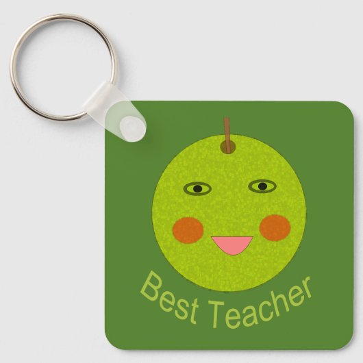 Beste leraar Happy Apple Custom Sleutelhanger (Voorkant)