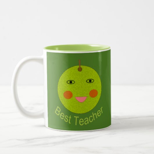Beste leraar Happy Apple-Mok Tweekleurige Koffiemok (Links)
