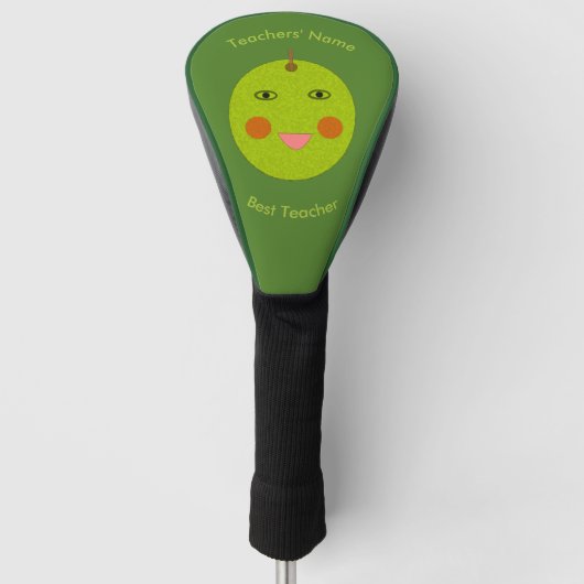 Beste leraar Happy Apple, op maat Golfheadcover (Voorkant)