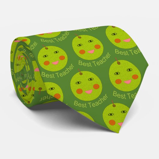 Beste leraar Happy Apple-Stropdas Stropdas (Opgerold)