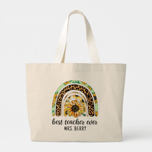 Beste leraar in de regenboog grote tote bag (Achterkant)