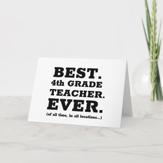 Beste leraar in de vierde klas kaart (Voorkant)
