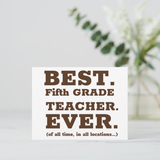 Beste leraar in de vijfde klas briefkaart (Staand voorkant)