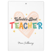 Beste leraar in de wereld op maat klembord (Achterkant)