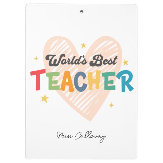 Beste leraar in de wereld op maat klembord (Achterkant)