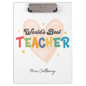 Beste leraar in de wereld op maat klembord (Voorkant)