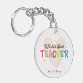 Beste leraar in de wereld op maat sleutelhanger (Voorkant Links)