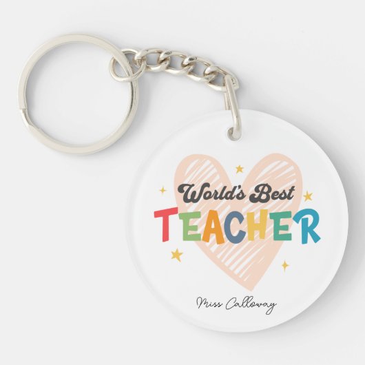 Beste leraar in de wereld op maat sleutelhanger (Voorkant)