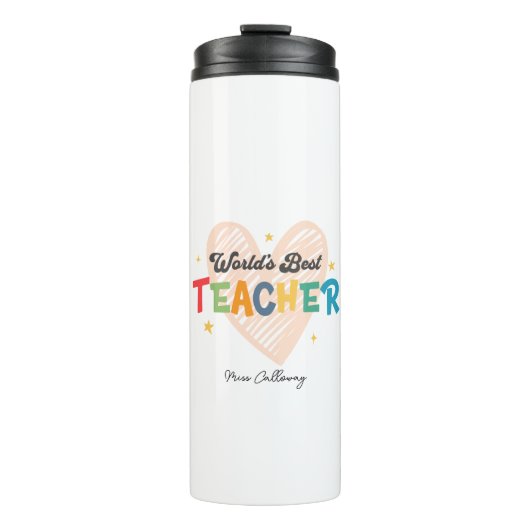 Beste leraar in de wereld op maat thermosbeker (Voorkant)