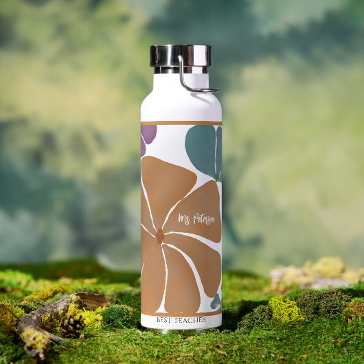 Beste Leraar Moderne Waterverf Bloemen Waterfles (Buiten)