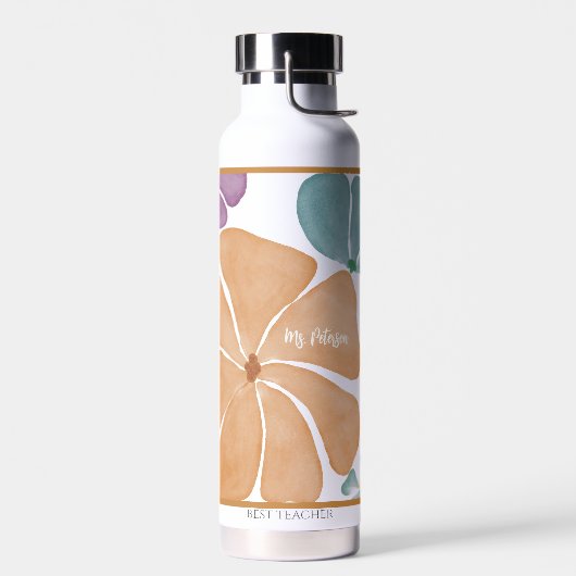 Beste Leraar Moderne Waterverf Bloemen Waterfles (Links)