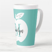 Beste leraar monogrammed latte mok met appel logo (Rechterhoek)
