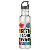 Beste Leraar Ooit aangepaste Naam appels / pennen Waterfles (Voorkant)