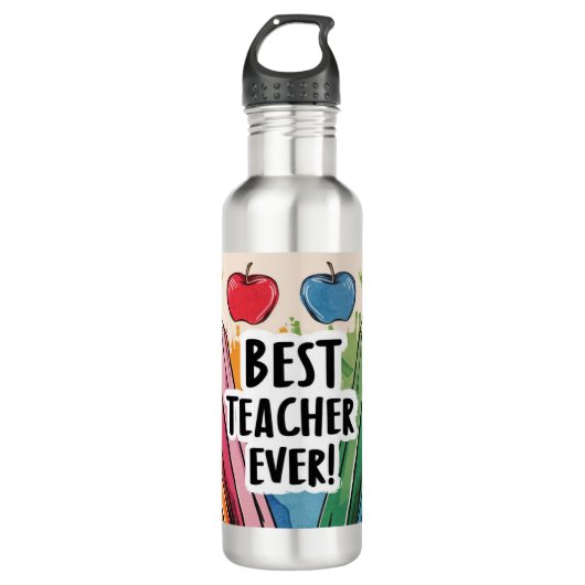 Beste Leraar Ooit aangepaste Naam appels / pennen Waterfles (Voorkant)