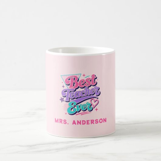 Beste Leraar Ooit! Aangepaste Retro 80s Naam Koffiemok (Center)
