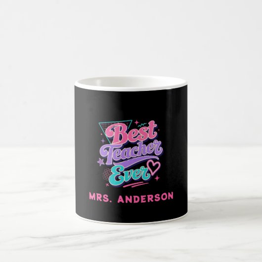 Beste Leraar Ooit! Aangepaste Retro 80s Naam Koffiemok (Center)