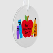 Beste leraar ooit Apple Books Pencils Fun Ornament (voorkant)
