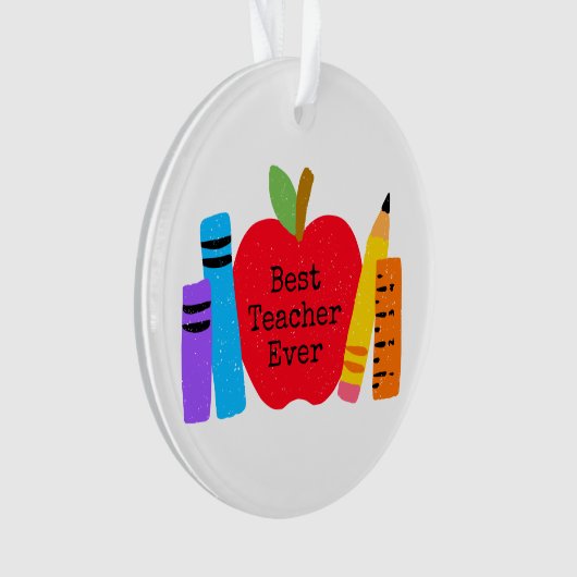 Beste leraar ooit Apple Books Pencils Fun Ornament (voorkant)