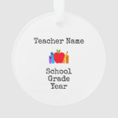 Beste leraar ooit Apple Books Pencils Fun Ornament (achterkant)