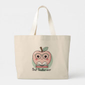 Beste leraar ooit Apple Design Grote Tote Bag (Achterkant)