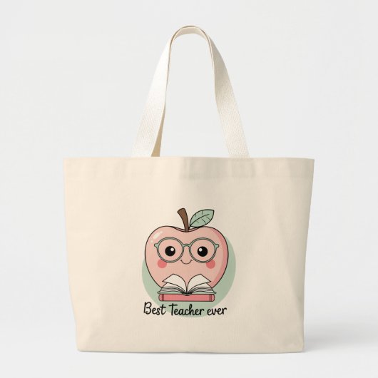 Beste leraar ooit Apple Design Grote Tote Bag (Voorkant)