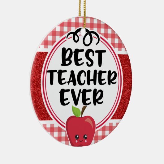 Beste leraar ooit, Apple en speldewaardering Keramisch Ornament (Rechts)