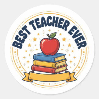 Beste Leraar Ooit Apple Retro Ronde Sticker
