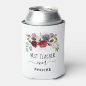 Beste Leraar Ooit Bloemige Aangepaste Naam Blikjeskoeler (Blikje Voorkant)