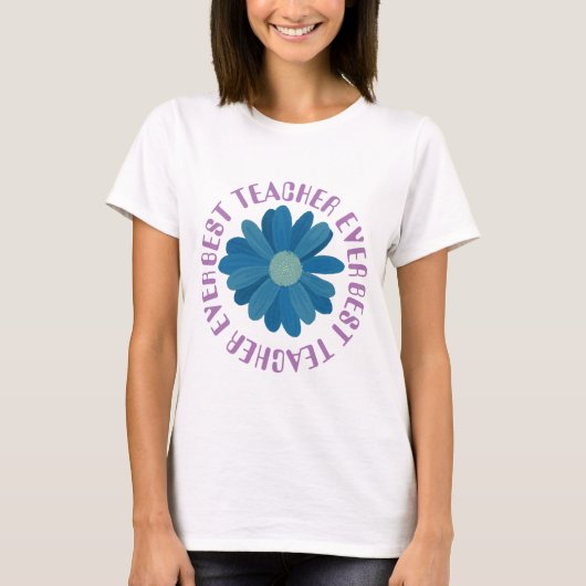 Beste leraar ooit & Blue Flower T-shirt (Voorkant)