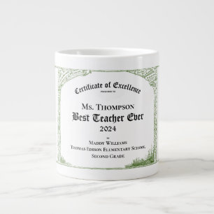 Beste leraar ooit Certificaat van uitmuntendheid Grote Koffiekop