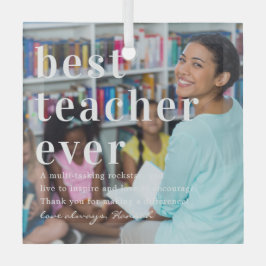 Beste leraar ooit | Citaat- en fotocadeau Glas Ornament